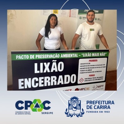 CPAC FAZ ENTREGA DE PLACA DE CONSCIENTIZAÇÃO AMBIENTAL AO MUNICÍPIO DE CARIRA