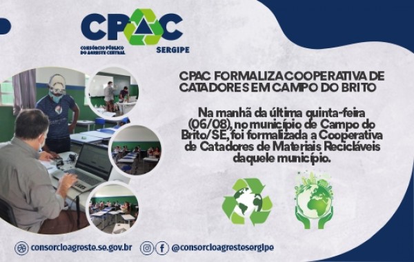 CPAC FORMALIZA COOPERATIVA DE CATADORES EM CAMPO DO BRITO