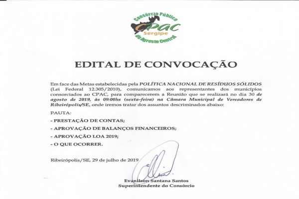 EDITAL DE CONVOCAÇÃO